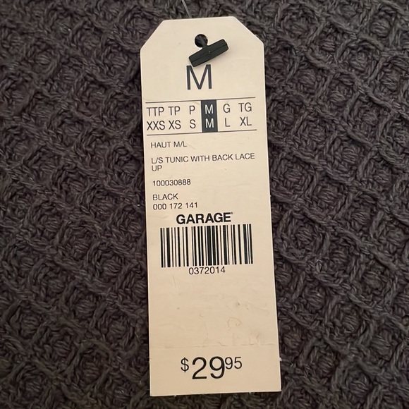 Garage Black Reversible Tunic Long Sleeve with Black Tie Ribbon - Picture 12 of 12